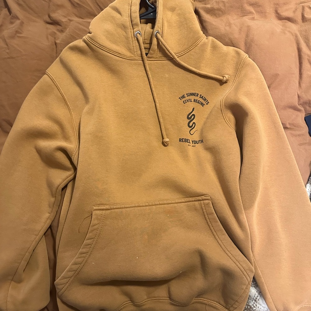 Cozy Tan High-Neck Sweater with Embroidered Design